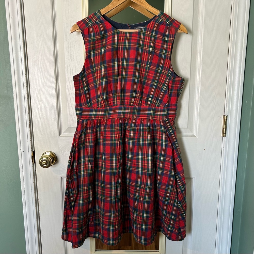 Emily & Fin Red Tartan Preppy Fit-and-Flare Dress | Size XL
